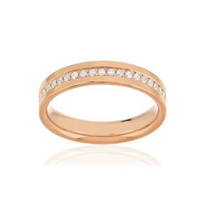 Alliance or 750 rose diamants