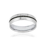 Alliance or 750 blanc diamants noirs - vue 1