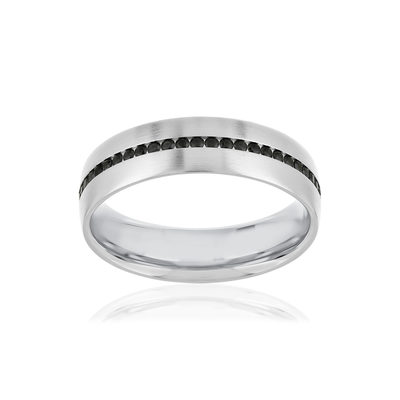 Alliance or 750 blanc diamants noirs - vue 1