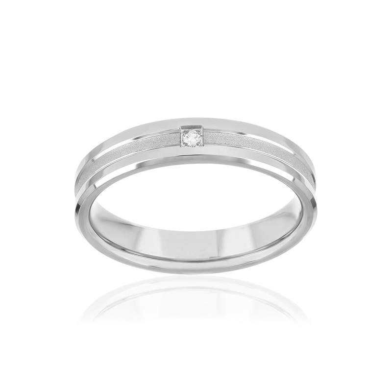 Alliance or 750 blanc diamants - vue 1