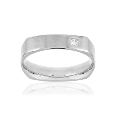 Alliance or 750 blanc diamants - vue 1