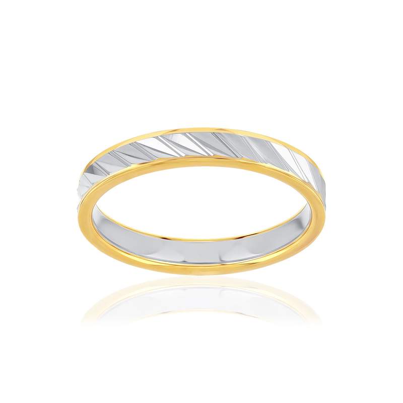750 Yellow and White Gold Wedding Band - View 1