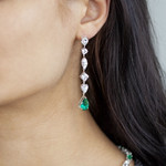 Boucles d'oreilles pendants argent 925 cristal vert - vue 1