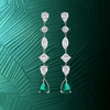 Boucles d'oreilles pendants argent 925 cristal vert - vue VD1