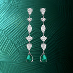 Boucles d'oreilles pendants argent 925 cristal vert - vue D1