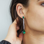 Boucles d'oreilles pendants argent 925 cristal vert - vue 1