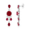 Boucles d'oreilles pendants argent 925 pierres synthétiques rouge zirconias - vue V2