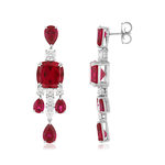Boucles d'oreilles pendants argent 925 pierres synthétiques rouge zirconias - vue 2