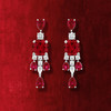 Boucles d'oreilles pendants argent 925 pierres synthétiques rouge zirconias - vue VD1