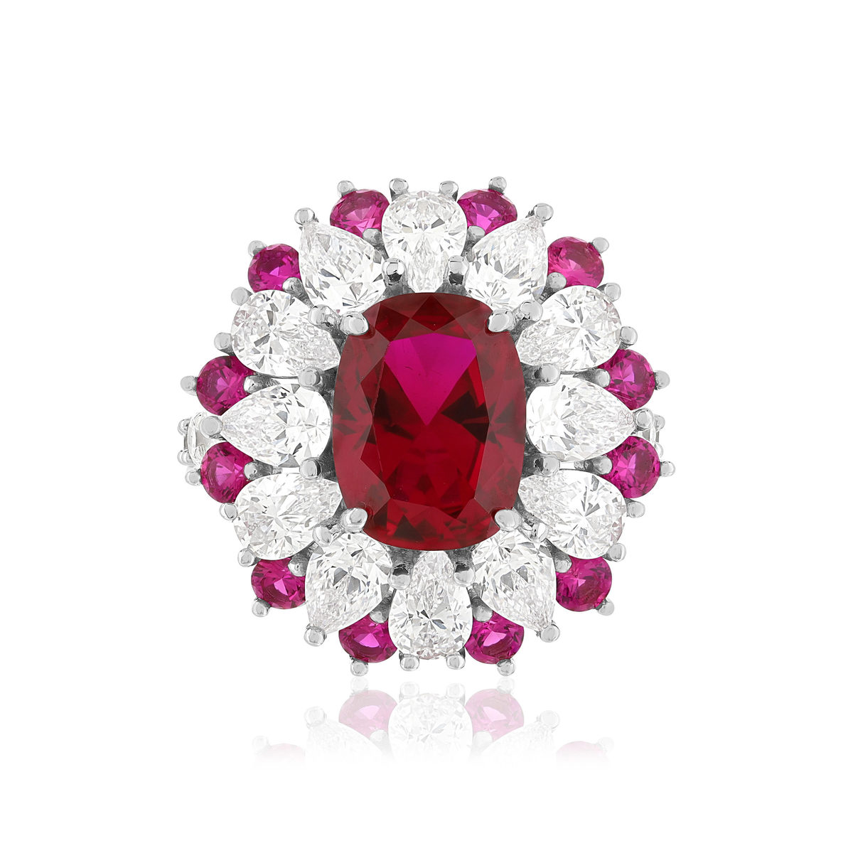 Bague argent 925, pierres synthétiques rouges zirconias - vue 3