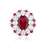 Bague argent 925, pierres synthétiques rouges zirconias - vue 3