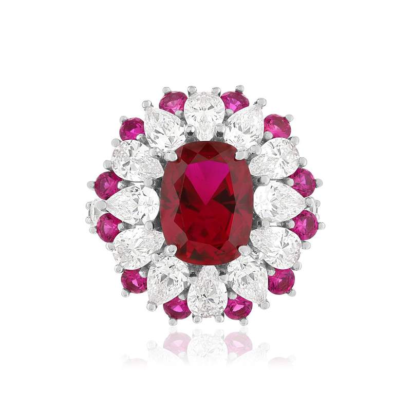 Bague argent 925, pierres synthétiques rouges zirconias - vue 3