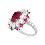 Bague argent 925, pierres synthétiques rouges zirconias - vue D2