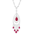 Collier argent 925, pierres synthétiques rouge zirconias 45 cm - vue 2