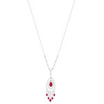 Collier argent 925, pierres synthétiques rouge zirconias 45 cm - vue 3