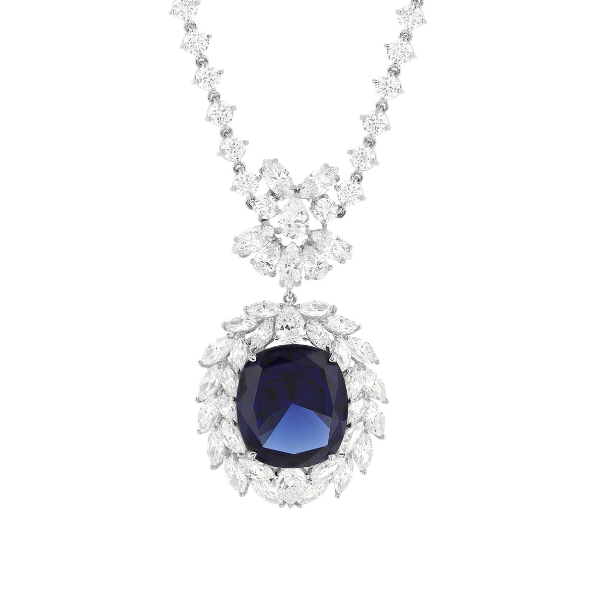 Collier argent 925, pierre synthétique zirconias 42 cm - vue 2
