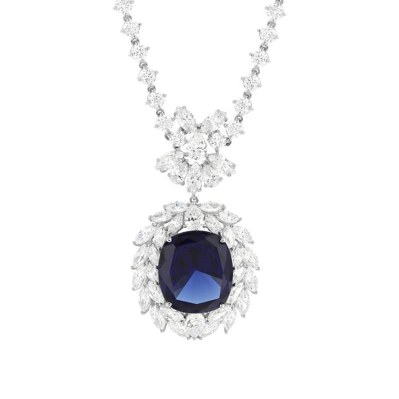 925 zilveren collier, zirkonia's van synthetische stenen 42 cm - bekijk 2