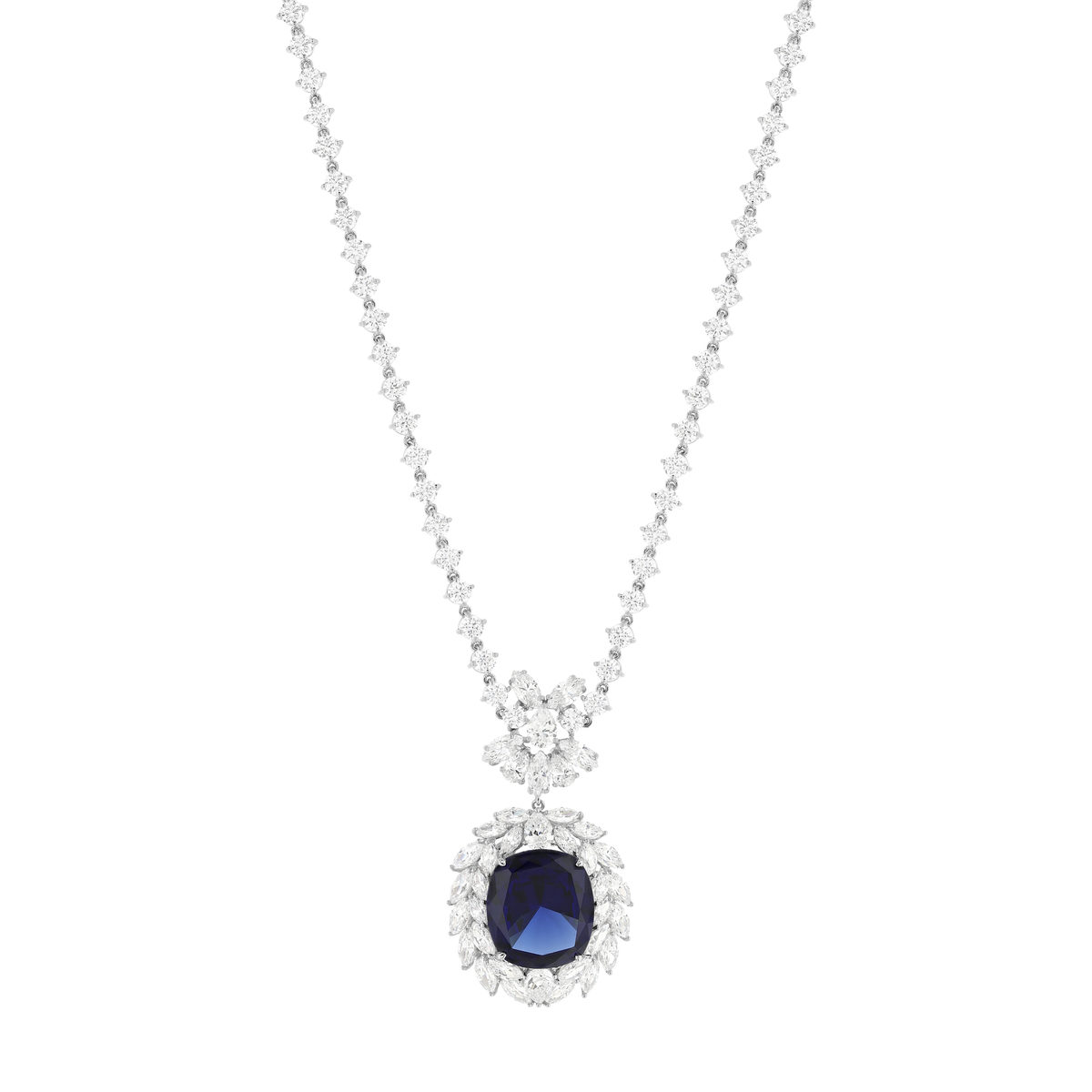 Collier argent 925, pierre synthétique zirconias 42 cm - vue 3