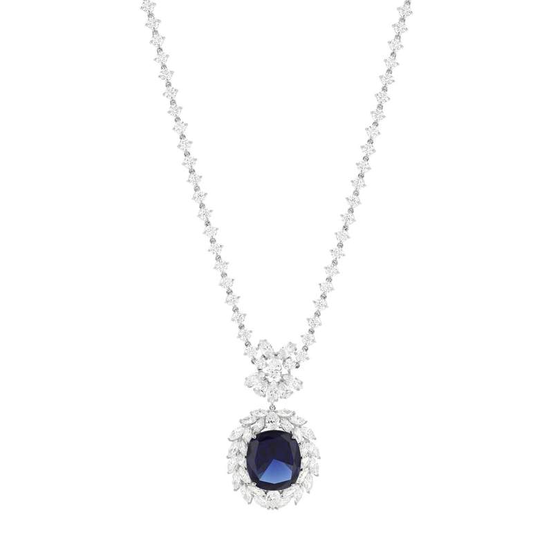 925 zilveren collier, zirkonia's van synthetische stenen 42 cm - bekijk 3