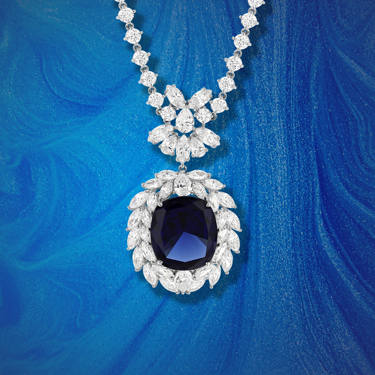 Collier argent 925, pierre synthétique zirconias 42 cm - vue D1
