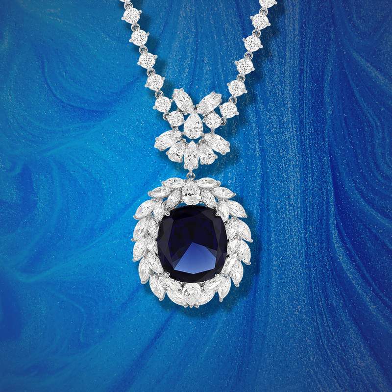 925 zilveren collier, zirkonia's van synthetische stenen 42 cm - bekijk D1
