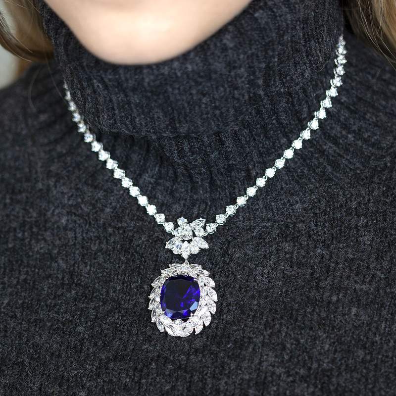 Ketting zilver 925, synthetische stenen zirkonia's 42 cm - gedragen 1 bekijken
