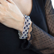 Bracelet argent 925, pierres synthétiques bleues zirconias 18.5 cm