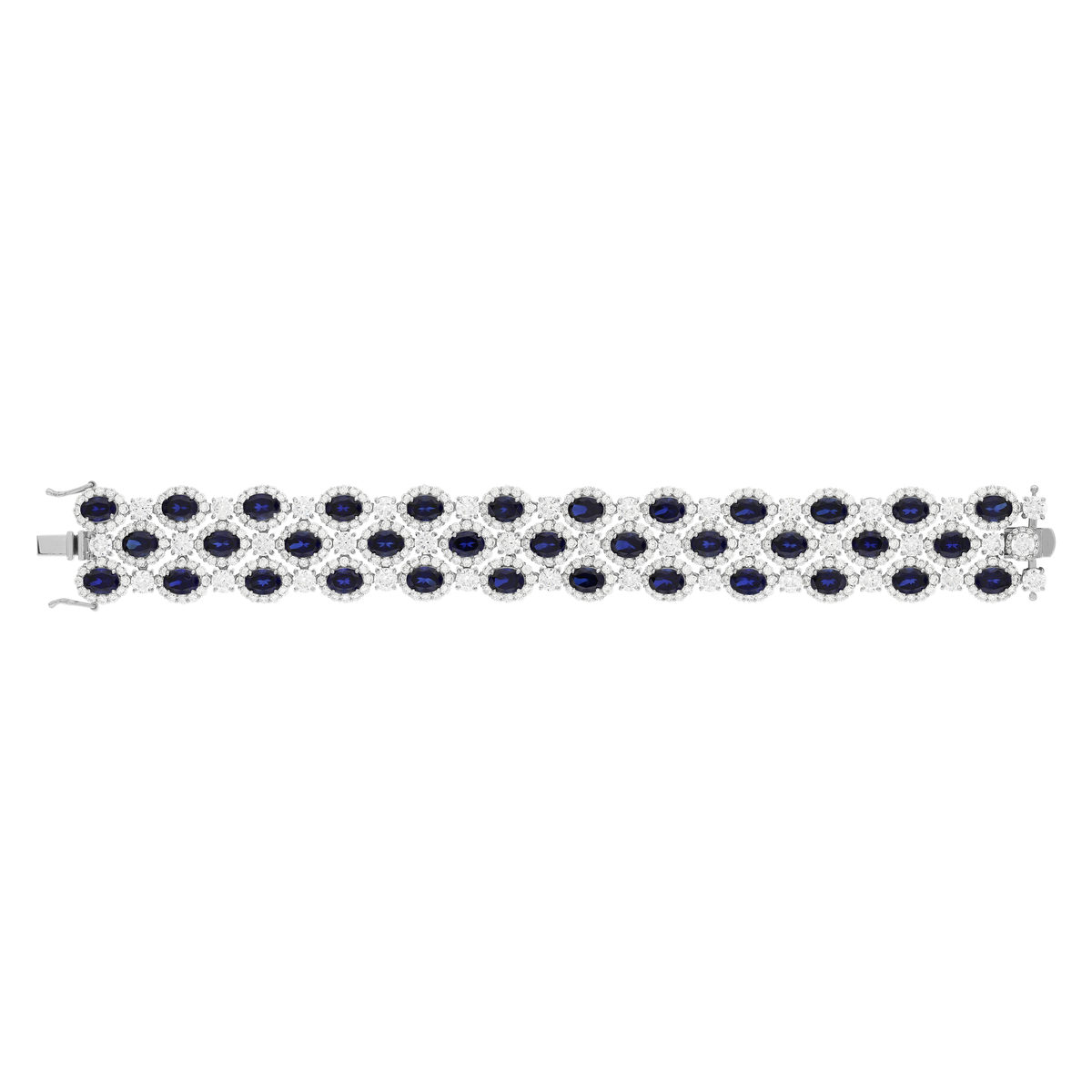 Bracelet argent 925, pierres synthétiques bleues zirconias 18.5 cm - vue 2