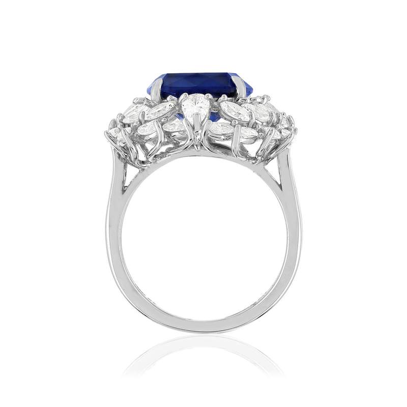 Bague argent 925 saphir synthétique zirconias - vue 3