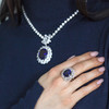 Bague argent 925 pierre synthétique zirconias - vue Vporté 1