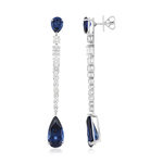 Boucles d'oreilles pendants argent 925, pierres synthétiques bleues zirconias - vue 2
