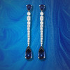Boucles d'oreilles pendants argent 925, pierres synthétiques bleues zirconias - vue VD1