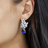 Boucles d'oreilles pendants argent 925 pierres synthétiques bleues zirconias