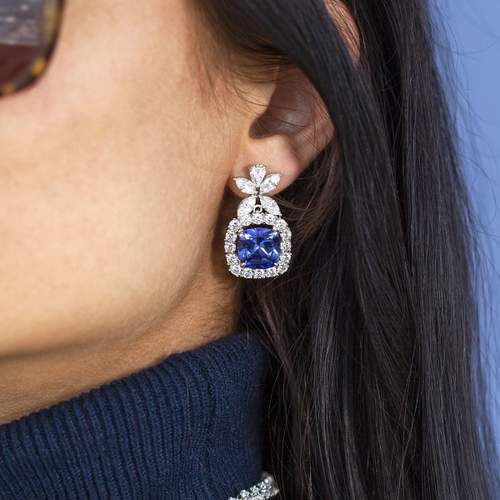 925 silver pendant earrings synthetic blue stones zirconias