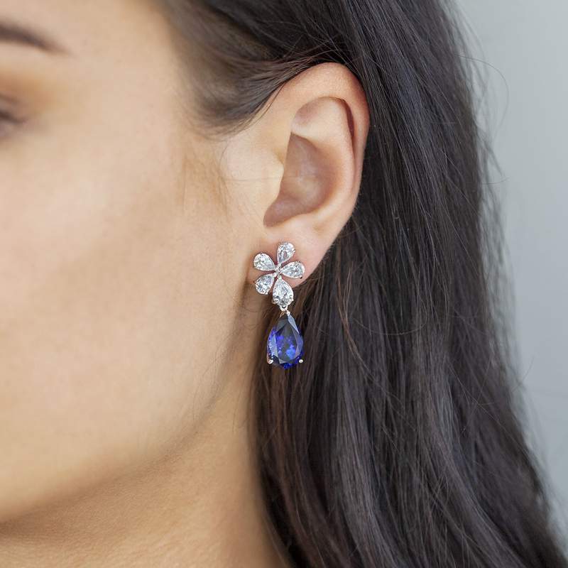 Boucles d'oreilles pendants argent 925 zirconias - vue 1