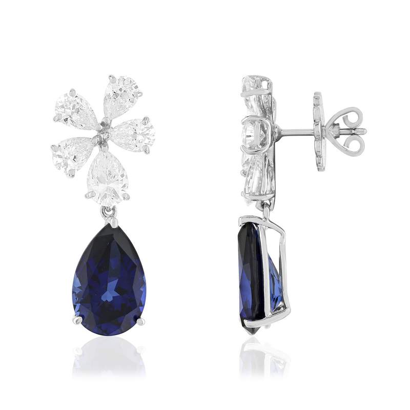 Boucles d'oreilles pendants argent 925 zirconias - vue 2