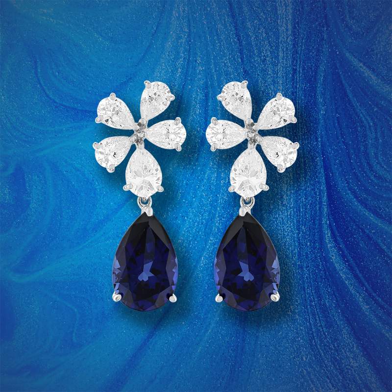 Boucles d'oreilles pendants argent 925 zirconias - vue D1
