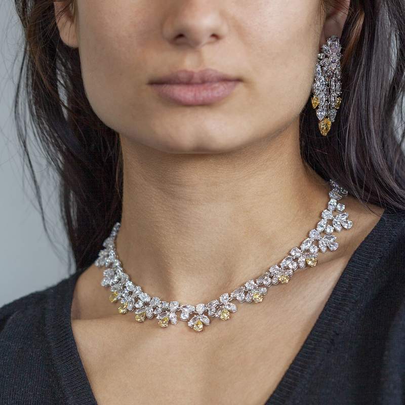 Collier argent 925 zirconias 40 cm - vue porté 2