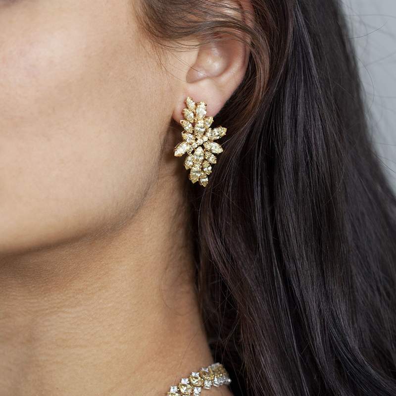 Boucles d'oreilles argent 925 doré zirconias - vue 1