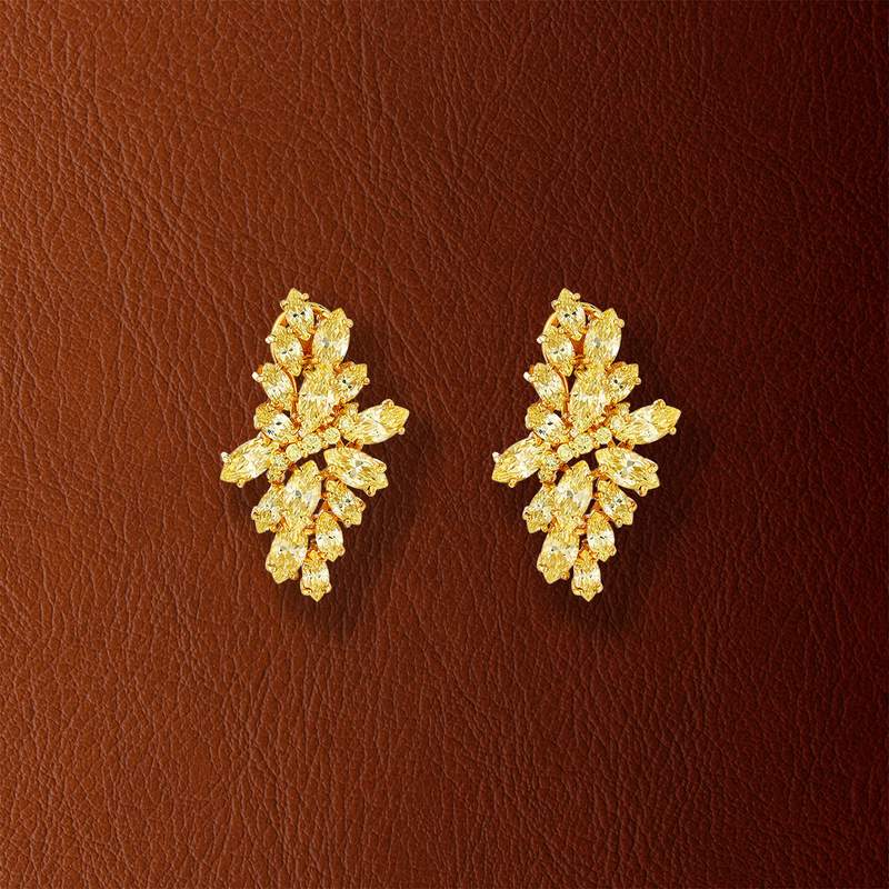 Boucles d'oreilles argent 925 doré zirconias - vue D1