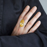 Bague argent 925 zirconia jaune - vue 1