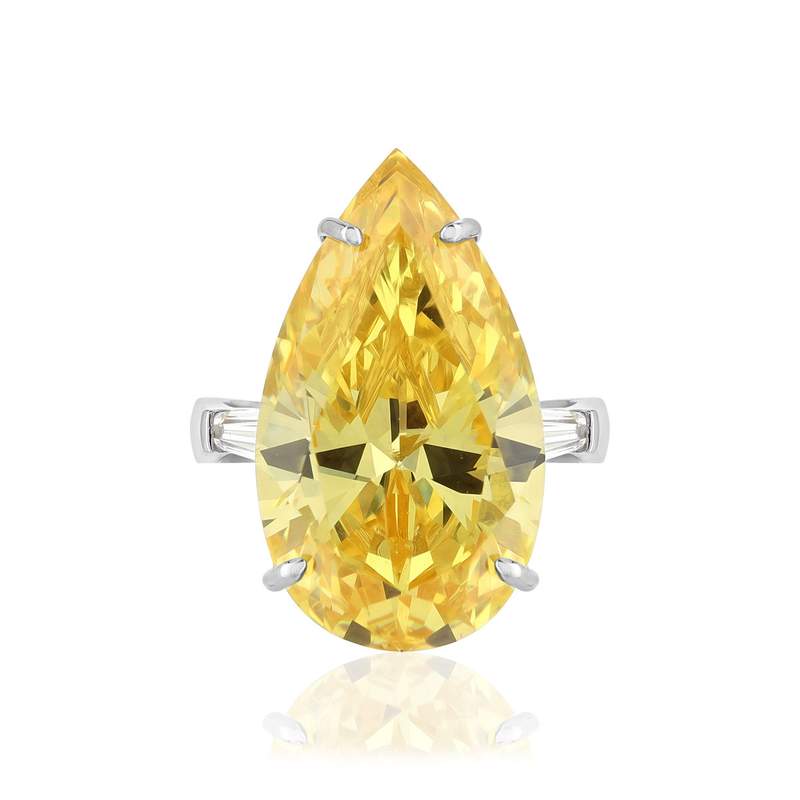 Bague argent 925 zirconia jaune - vue 4
