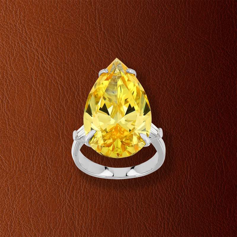 Bague argent 925 zirconia jaune - vue D1