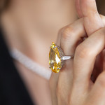 Bague argent 925 zirconia jaune - vue porté 3