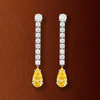 Boucles d'oreilles pendants argent 925 zirconias jaunes et blancs. - vue VD1