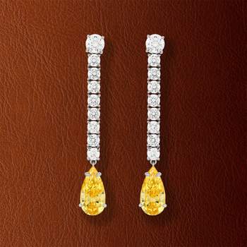 925 silver pendant earrings with yellow and white zirconias.