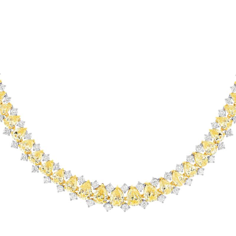 Collier argent 925 zirconias jaune et blanc 43 cm - vue 2