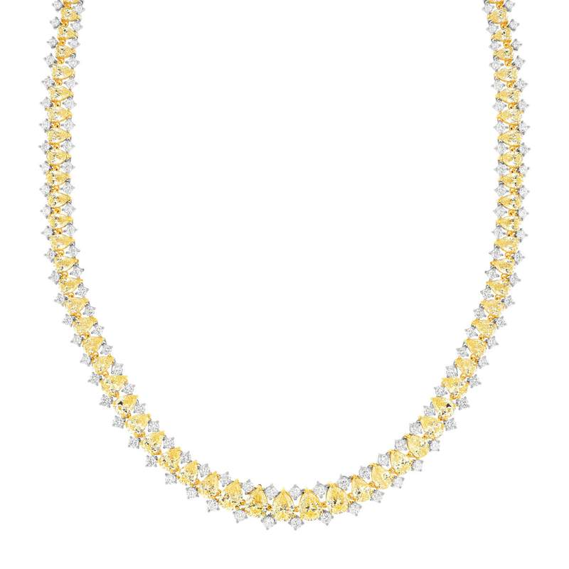Collier argent 925 zirconias jaune et blanc 43 cm - vue 3