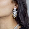 Boucles d'oreilles pendants argent 925 zirconias jaune et blanc - vue V1
