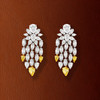 Boucles d'oreilles pendants argent 925 zirconias jaune et blanc - vue VD1